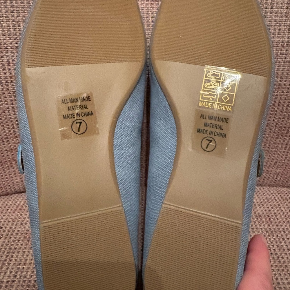Classic Mary Jane Flats in Slate Blue with Buckle - Picture 5 of 6